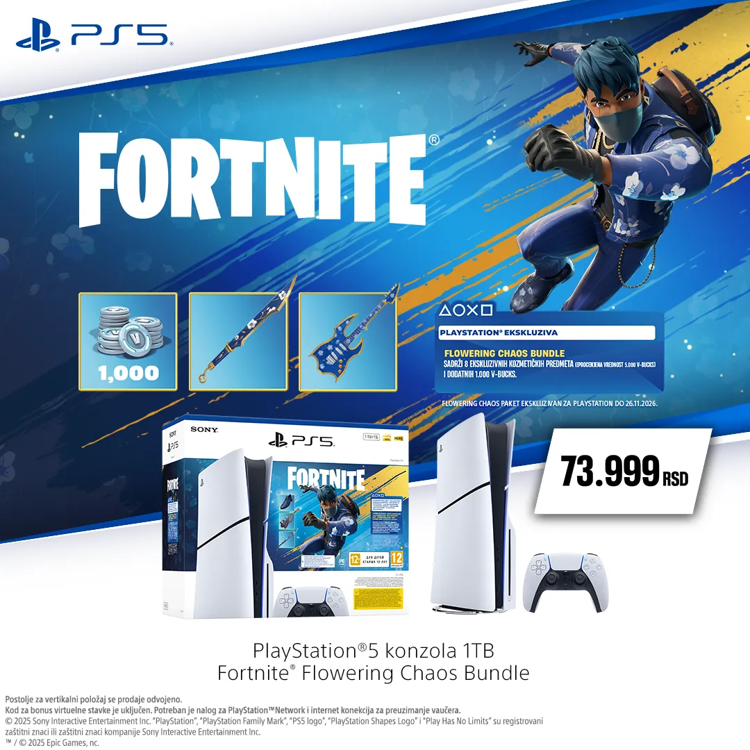 Konzola PlayStation 5 - 1TB Slim + PS5 Fortnite Flowering Chaos Bundle